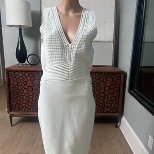 Diane Von Furstenberg White Textured Midi Dress